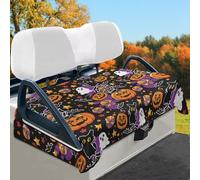 Wismoutput Halloween Funny Pumpkin Golf Cart Seat Cover Portable Club Car Seat Towel Universal Fit for Most 2-Seat Golf Cart Sightseeing Car Seat Blanket