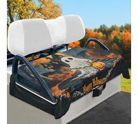 Wismoutput Halloween Pumpkin Ghost Castle Golf Cart Seat Cover Portable Club Car Seat Towel Universal Fit for Most 2-Seat Golf Cart Sightseeing Car Seat Blanket