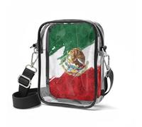 Wismoutput Mexican Flag Transpatent Crossbody Bag Anti-Scratch Clear Tote Bag with Adjustable Strap for Concert Festival Sports Event