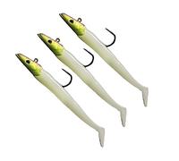 wisoolkic 3Pcs Lure Bait Fishing Soft Head Fish Bass Hook Tackle Pike Boat Barbed Vivid Sinking Perch Worm Luminous Grouper, Glow in the Dark