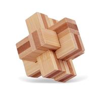 wisoolkic Bamboo Luban Lock 3D Puzzle Brain Teaser for Adults,Type 4 | Classic Kongming Lock Helps Avoid Screen Time Boosts Logical Thinking And Patience While Serving As Elegant Desk Decor