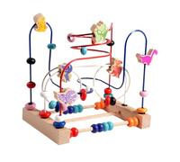 wisoolkic Colorful Roller Coaster Toy Dinosaur Bead Maze Provides Interactive Playtime With Dynamic Wooden Bead Maze Toy Multifunctional Wooden Educational Circle