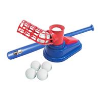 wisoolkic Kids Baseball Pitching Machine Baseball Launcher Set Complete Set With 1 Pitching Machine 1 Foldable Bat 6 Baseballs Training Toy Children Thrower , Red , 51x28x23.3cm