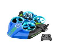 wisoolkic Remote Control Toys For Kids Three Modes Easily Switched Fun On Water Land Air Surfaces Land And Air 3-in-1 Transforming Drone Hovercraft Has Three, Single electricity, blue
