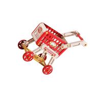wisoolkic Toy Shopping Cart Pretend Grocery Cart With Wheel Effective Storage Solution For Organizing Fruit Toy Vegetables And Food Supermarket Pretend Play Shopping For Kids , red , 46.5x26x51cm