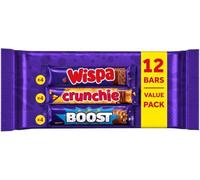 Wispa Crunchie Boost Mixed Chocolate Multipack 347.2g, 12 Bars - Assorted Chocolate Selection, Christmas Treats, Sharing & Gifting