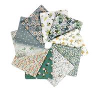 WISPAWS Fat Quarters Cotton Fabric Bundles, 10 Pcs 18" x 20" Precut Quilting Squares, Floral Prints for Crafts Sewing (Green)