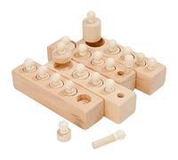 Wisplye Montessori Toy Wooden Sorting Plug-In Game, Educational Toy Cylinder Socket, 20 Buttons Blocks Plug-In Puzzle Insert Cylinder, Early Educational for Children Baby Boys Girls from 1 2 3 Years
