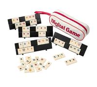 Wisplye Rummy Game, Mini Travel Rummy Playset with 106 Tokens, 4 Holders and Travel Bag, Family Game Board Game for 2 to 4 Players, Adults and Children from 7 Years