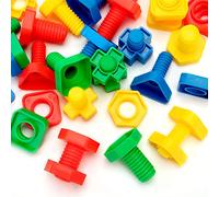 Wisplye Screws and Nuts Game, Screwdriver Tool Box Sorting Construction Toy Set, Colourful Fine Motor Skills Montessori Educational Learning STEM Board for 3 4 5 6 Years Children