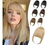 Wispy Bangs Hair Clip, Clip In Dark Brown Bangs for Women, Soft Layered Fake Bangs with Feathered Fringe, Easy Clip-On Design for Daily Wear & Halloween