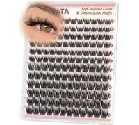 Wispy Fluffy Lash Clusters Natural Eyelash Clusters Volume Cluster Eyelash Extensions with Soft Thin Band for DIY Eye Lashes Makeup, 144pcs, 10-16mm