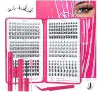 Wispy Natural & Manga Eyelash Cluster Invisible Band 8-16mm Eyelash Cluster D Curl Eyelash Extension Kit Wide Span with Binding and Seal DIY Home Beginners 432 Pieces