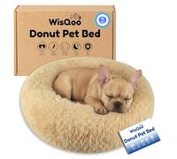 WisQoo Calming Donut Pet Bed - Plush & Supportive Round Bed with Extra Filling for Comfort - Removable Cover & Water-Resistant Liner - Cozy, Fluffy Nest for Dogs & Cats (Beige, 30" L x 30" W x 9”Th)