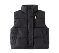 WISREMT Boys Girls Puffer Vest Kids Winter Sleeveless Jacket Zip up Down Vest Lightweight Solid Color Padded Outwear with Pockets 5-10 Years
