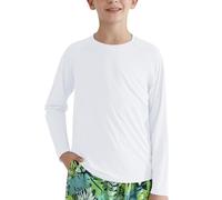 WISREMT Kids Long Sleeve Rash Guard Shirts Boys Swim Shirt UPF 50+ UV Sun Protection Quick Dry Rashguard Sun Beach Fishing Shirts for Big Little Teen Boys 4-16Y