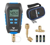 WISSCOOL Digital Micron Vacuum Gauge, Digital Pressure Tester Meter HVAC, LCD Display, Alarm Notice, Temp Compensation, 7/16 inch-20 UNF, 1/4 inch SAE Extension Connector Fitting-Blue(4 Units)