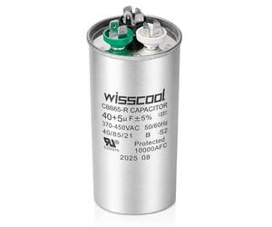 WISSCOOL UL 40+5uF 40/5 MFD ±5% 370V/440VAC CBB65 AC Capacitor CBB65B | Round Dual Run Start Capacitor for Heat Pump Air Conditioner Condenser Straight Last 5 Years