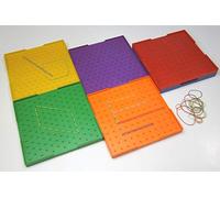 WISSNER active learning 081627.000 Set of 6 Geoboards Double Sided in 6 Colours, Multi-Color