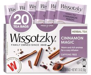 Wissotzky Cinnamon Magic Herbal Tea, 20 Teabags | Caffeine Free, Warm Cozy Tea Blend