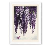 Wisteria and Song Botanical Framed Wall Art Print A1 (84.1×59.4cm) White, Wall Decor for Living Room, Bedroom, Office & Home, Ready to Hang, Art Gift