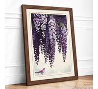 Wisteria and Song Botanical Framed Wall Art Print A3 (42×29.7cm) Walnut, Wall Decor for Living Room, Bedroom, Office & Home, Ready to Hang, Art Gift