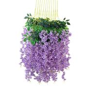 Wisteria Artificial Flowers, Wisteria Garland, Artificial Flowers Wisteria 43 Inch. Fake Wisteria Vines Hanging Silk Flower Decorations for Wedding Party Ceremony 12Pcs Light Purple, Fake Wisteria