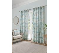 'Wisteria' Floral Print Pair of Pencil Pleat Curtains Dreams & Drapes Duck Egg Blue 168cm width x 229cm drop