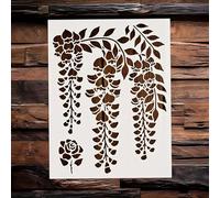 Wisteria Flower Wall Stencils Template Reusable Spray PaintStencils for Craft Painting On Wood Craft Canvas Walls Wood Furniture Decorations DIY Scrapbooking