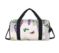 Wisteria Flowers Butterfly Sport Duffel Bag with Shoes Compartment Japan Wisteria Overnight Weekender Bags Travel Gym Luggage Organizer for Women Men Kids Girls Boys