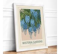 Wisteria Gardens Botanical Framed Wall Art Print A2 (59.4×42cm) White, Wall Decor for Living Room, Bedroom, Office & Home, Ready to Hang, Art Gift