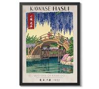 Wisteria Of Kameido Kawase Hasui Poster, Japanese Woodblock Ukiyo-E Print, Vintage Art Picture Painting Wall Art Exhibition, Archival Matte, A3 (Black Frame) - 42x29.7cm