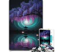 Wisteria, Pagoda, and Galaxy Reflection Jigsaw Puzzle, 1000 Piece | Choose a jigsaw challenge for adults on Sunday afternoons for steady concentration.