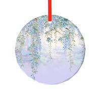 Wisteria Vines Christmas Ornaments Round Glass Decorations Purple scenery Tree Decorative Hanging Pendant for Xmas Home Office Party Holiday