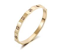 WISTIC Gold Bangle for Women Four Leaf Clover Polished Chunky Bracelets for MenStainless Steel Gold Plated Bangle Jewelry for Unisex adults Fashion Style., Stainless Steel, no gemstone