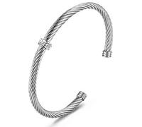 WISTIC Gold Bracelet Bangle for Women Silver Mixible Cable Wire Cuff Twisted Chunky Polished Bracelet For Men Stainless Steel Vintage Adult Jewelry, 8 2 inch, Alloy Steel, no gemstone
