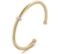 WISTIC Gold Bracelet Bangle for Women Silver Mixible Cable Wire Cuff Twisted Chunky Polished Bracelet For Men Stainless Steel Vintage Adult Jewelry, 8 2 inch, Alloy Steel, no gemstone