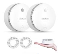 WISUALARM Pack of 2 Smoke Alarms for Home, 10-Year Battery, with Test/Silence Button, TUV & EN14604 Certified