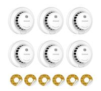 Wisualarm Smoke Alarm 10 Years Lifepan, 5 Years Battery, Smoke alarms for Home, with Replaceable Battery, Fire Alarm Test/Silence Button, Smoke Detector, 85dB, Conforms to EN14604, UKCA (6PCS)