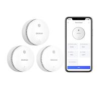 Wisualarm Smoke Alarm for Home, WiFi Smoke Alarm with Replaceable Battery, Smoke alarms Compatiable with Wisualarm App, Wifi Smoke Detector Certificated by TÜV Comply with EN 14604 (3 Pack)
