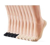 WISVOOO 3-6 Pairs No Show Socks Women Nylon Ultra Low Cut Non-Slip Thin Liner Socks Invisible Hidden Socks for Flats, 9 Pairs-4 Black+5 Nude, 4-7 EU