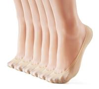 WISVOOO 3-6 Pairs No Show Socks Women Nylon Ultra Low Cut Non-Slip Thin Liner Socks Invisible Hidden Socks for Flats, 6 Pairs Nude, 10-12