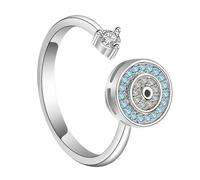 Wisylizv Böses Eye Ring - Evil Eye Ring | Adjustable Ring Made of Zinc Plated Copper 0.9 cm Wide | Rotating Design Trendy Rhinestone Jewelry for Women Teenagers Adults Every Day, riferimento alla