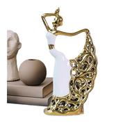 Wisylizv Dancing Woman Statue - Female Dancer Ceramic Sculpture | Elegant Modern Decorations for Entrance Showcase Living Room Office Special Events