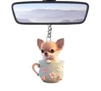 Wisylizv Dog Bag Charm - Teacup Puppy Keychain Pendant | 2D Acrylic Cartoon Dog Keyring for Bags, Car Mirrors & Accessories for Boys & Girls