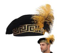 Wisylizv Tudor Hut, Mittelalterlicher Samt Barett Mit Feder, Renaissance Waffel-Hut Flat Cap, Elisabethanischer Herrenhut Barden-Gewand Kostüm, 59 cm Für Hochzeit Festival Theater Themenparty