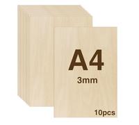 WISYOK 10pcs A4 Plywood Sheets, 300x210*3mm Basswood Sheet, Unfinished Plywood Board for Crafts, DIY, Wood Engraving, Laser Projects, Model Making, Decoration, Paintings