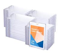 WISYOK 120 Pcs Magnetic Card Holder, 35pt Ultra Pro One Touch Card Holder, UV Card Protectors Hard Plastic for Sports Cards, Magnet Case, Trading Card Display