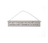 Wit With Wisdom Grey Witty Quote Wooden Hanging Sign - 80S Kitchen Humour