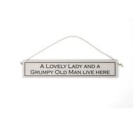 Wit With Wisdom Grey Witty Quote Wooden Hanging Sign - Lovely Lady Grumpy Old Man